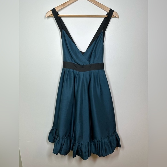 TED Baker London Teal and Black Silk Cocktail Dress Size 2 - Picture 1 of 11